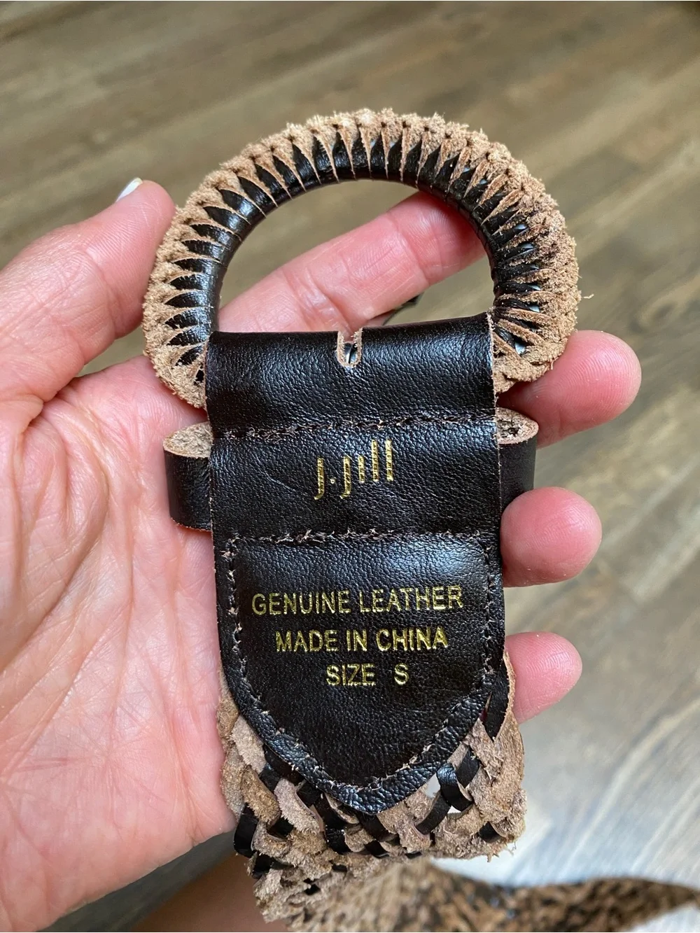 J. Jill Woven Brown distressed Leather  Belt size S